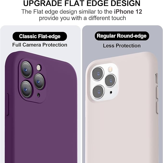 Vooii Compatible with iPhone 11 Pro Max Case, Upgraded Liquid Silicone with [Flat Edges] [Camera Protection] [Soft Anti-Scratch Microfiber Lining] Phone Case for iPhone 11 Pro Max - Grape