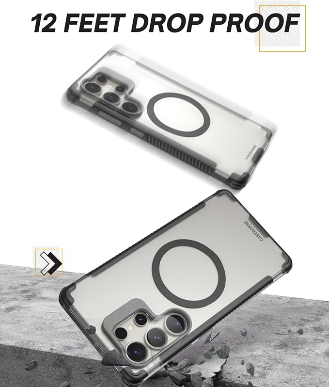 CaseBorne Compatible with Galaxy S25 Ultra Case - [Military Grade 12 Feet Drop Protection] [Compatible with Qi2 ][ Hybrid Magnetic Cover] with Kickstand