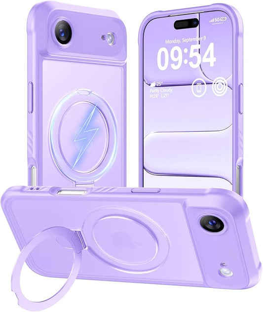 MOCCA Compatible with iPhone Air Case with Magnetic Invisible Stand [Full Camera Protection] [Compatible with Magsafe] Military Drop Shockproof Translucent Matte Phone Case Cover 6.5",Light Purple