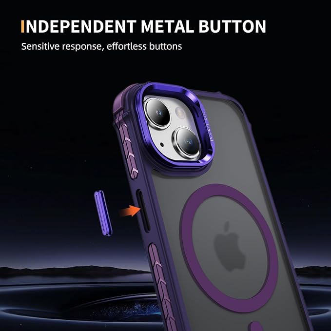 Magnetic for iPhone 14 Case/iPhone 13 Case Purple with MagSafe Wireless Charging Military-Grade Shockproof Protection Adjustable Kickstand Slim Matte Anti-Fingerprint Cover Men Women