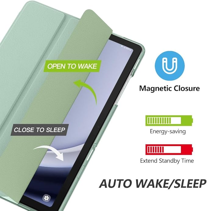 MoKo Case for Galaxy Tab A9+/A9 Plus 11 inch 2023, Slim Stand Protective Smart Cover with Hard PC Translucent Back Shell for Tab A9 Plus Tablet (SM-X210/X216/X218), Auto Wake/Sleep, Agave Green