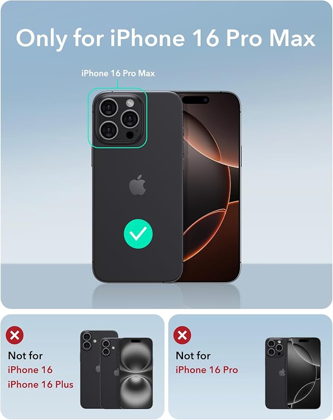 ESR for iPhone 16 Pro Max Case, Compatible with MagSafe, Military-Grade Protective Case for iPhone 16 Pro Max,Built-in Stash Stand , Scratch-Resistant Back Cover, Classic Series, Clear Black