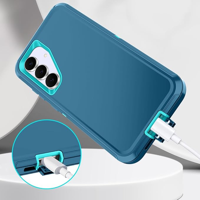 for Samsung Galaxy S25 FE Case Heavy Duty Protective Shockproof Dropproof 3-Layer Full Body Protection [Without Screen Protector] Tough Rugged Case for Galaxy S25 FE,Turquoise