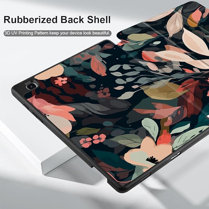 DONGKE Case for Samsung Galaxy Tab S6 Lite 10.4 Inch 2024/2022/2020, Trifold Stand + S Pen Holder + Auto Wake/Sleep + Soft TPU Protective Stand Back Cover, Painted Florals