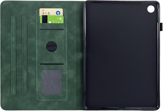 Mandala Flower Case Compatible with Galaxy Tab A9+ Plus 11 Inch 2024 2023 (SM-X210/X216/X218), Cute Elegant Embossed Suede Leather Folio Stand Case Protective Cover with Auto Wake/Sleep, Vintage Green