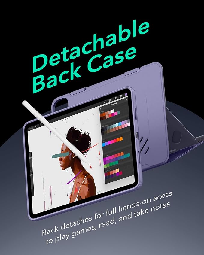 ESR for iPad Pro 13 Inch Case M4(2024), iPad Pro 13 Rotating Case with Removable Magnetic Cover, Adjustable Portrait/Landscape Stand with Raised Screen View, 9 Standing Angles, Shift Series, Purple