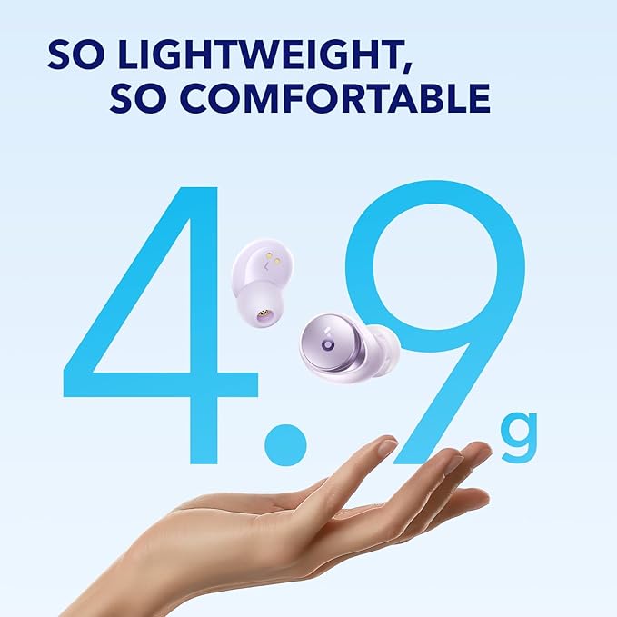 Soundcore by Anker Space A40 Auto-Adjustable Active Noise Cancelling Wireless Earbuds, Reduce Noise by Up to 98%, 50H Playtime, Hi-Res Sound, Comfortable Fit, App Customization, Wireless Charge