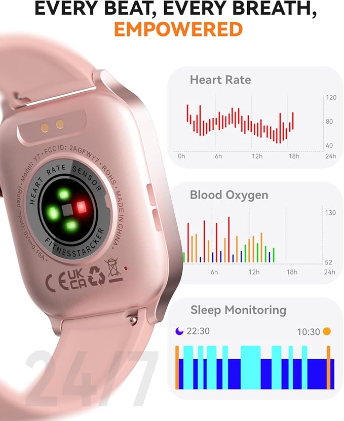 Smart Watches for Women Men, 1.85" HD Fitness Watch, Fitness Tracker with 110 Sports Modes, Step Counter/Sleep Monitor, IP68 Waterproof, Bluetooth Call & Music Control for iPhone/Android