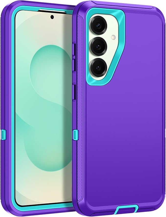 for Samsung Galaxy S25 Plus Case Heavy Duty Protective Shockproof Dropproof 3-Layer Full Body Protection [Without Screen Protector] Tough Rugged Case for Galaxy S25 Plus,Purple/Green