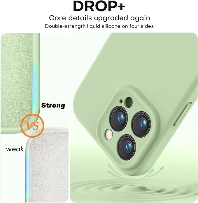 Vooii Compatible with iPhone 15 Pro Case, Upgrade Defender Liquid Silicone, [Camera Protection] [Soft Anti-Scratch Microfiber Lining] Shockproof Phone Case for iPhone 15 Pro 6.1 inch - Matcha