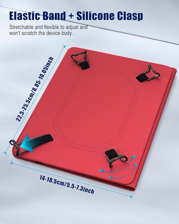 TiMOVO Universal Case for 9-11 Inch Tablet, 360 Degree Rotating Stand Protective Cover with Pen Pocket for 9 10 10.1 Inch Android Touchscreen Tablet, Vintage Red