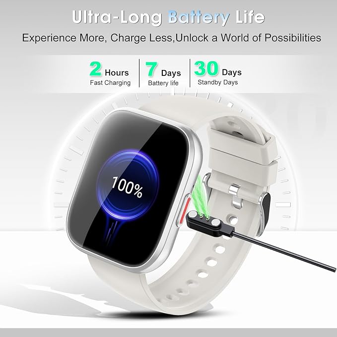 Smart Watch for Men Women Bluetooth Call, 1.85" HD Touch Screen Fitness Watch with Sleep Heart Rate Monitor, 112+ Sports Modes, IP68 Waterproof Activity Trackers for Android iOS, Beige