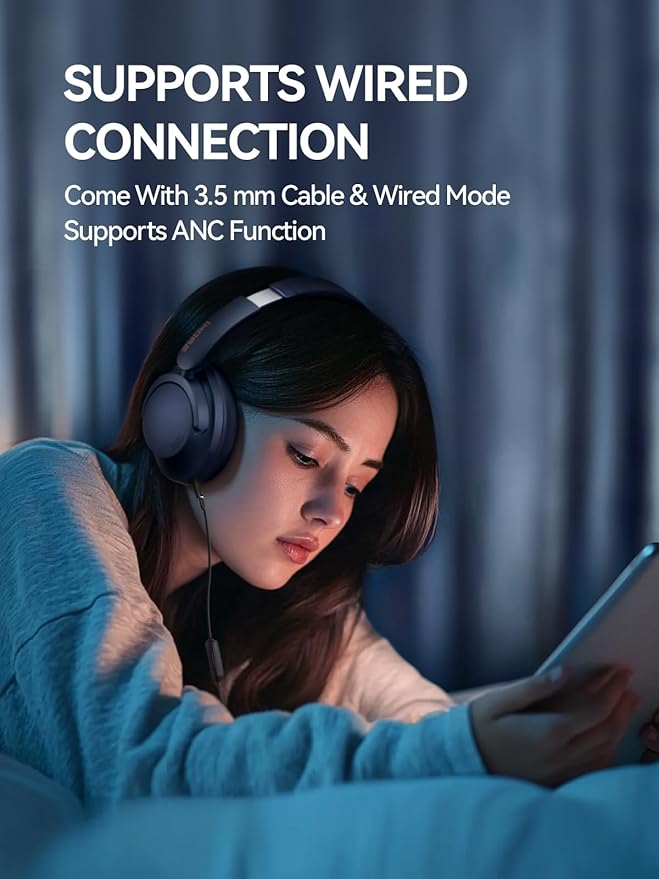 1MORE SonoFlow Pro HQ51 Wireless Over-Ear Headphones, Reduce Noise by Up to 45dB, Hi-Res Audio, 100H Playtime, App Control, Bluetooth 5.4, AI Clear Calls, Ultra-Light Comfort for Travel Office, Blue