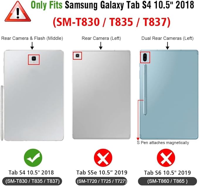 Case for Samsung Galaxy Tab S4 10.5 2018, Multi-Angle Flip PU Leather Protective Cover with Stylus Holder for Samsung Tab S4 10.5 Inch Tablet SM-T830/T835/T837 Case, Red