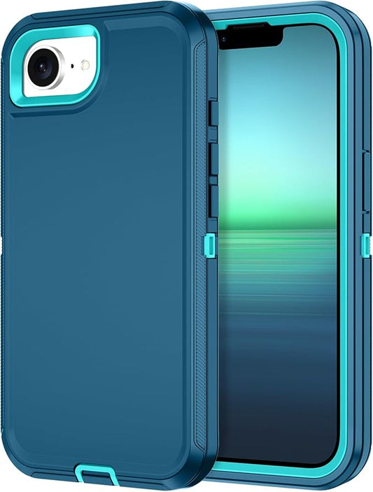 for iPhone 16e Case Shockproof Dust/Drop Proof 3-Layer Full Body Protection [Without Screen Protector] Rugged Heavy Duty Cover Case for Apple iPhone 16e 6.1" 2025,Turquoise
