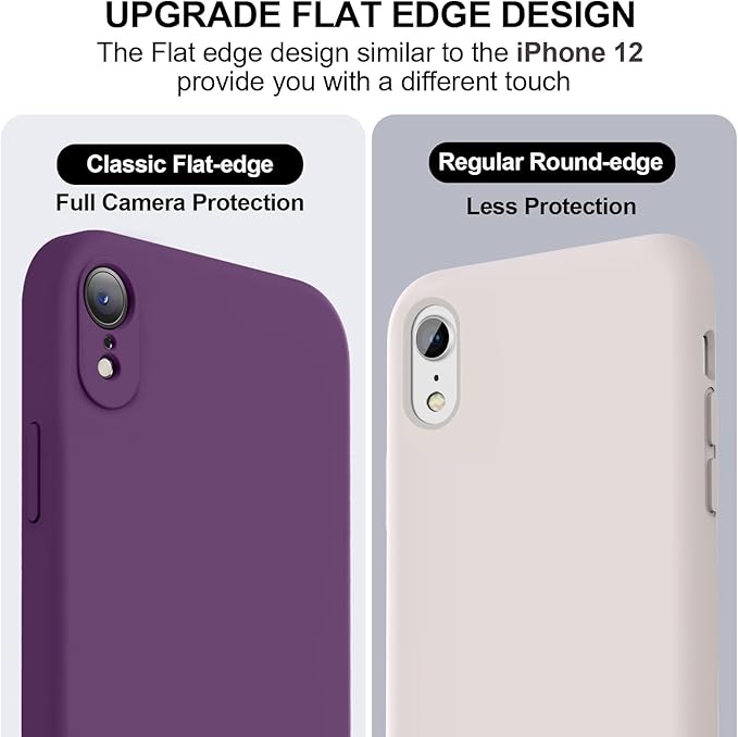 Vooii Compatible with iPhone XR Case, Upgraded Liquid Silicone with [Flat Edges] [Camera Protection] [Soft Anti-Scratch Microfiber Lining] Phone Case for iPhone 10 XR 6.1 inch - Grape
