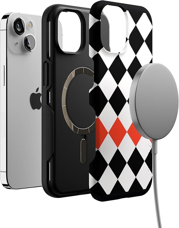 Casely iPhone 14 Case | Checkerboard | High Contrast Design | Compatible with MagSafe | Bold Protective Design