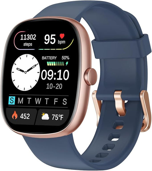 Fitness Tracker 2025 Ver. (Answer/Make Calls), 1.85" Smart Watch Fitness Watches for Women Men with 24/7 Heart Rate Blood Oxygen Monitor Sleep Tracker 100+ Sport Modes IP68 Waterproof (Blue)