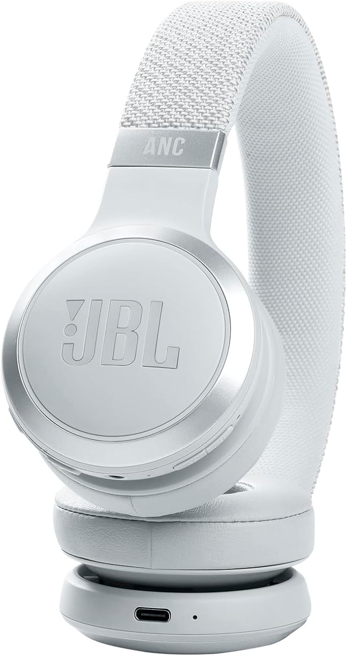 JBL Live 460NC wireless on-ear Noise Cancelling headphones with 50H battery, microphone for calls, lightweight and comfortable, and Alexa Built-in (Optimized for Android), iOS compatible (White)