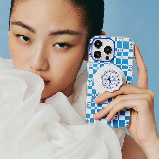 PopSockets Phone Grip for MagSafe with Kickstand, Magnetic Stand, Swappable Top, Secure Hold for iPhone MagSafe Cases, Phone & Tablet Grip - Peacock Saucer