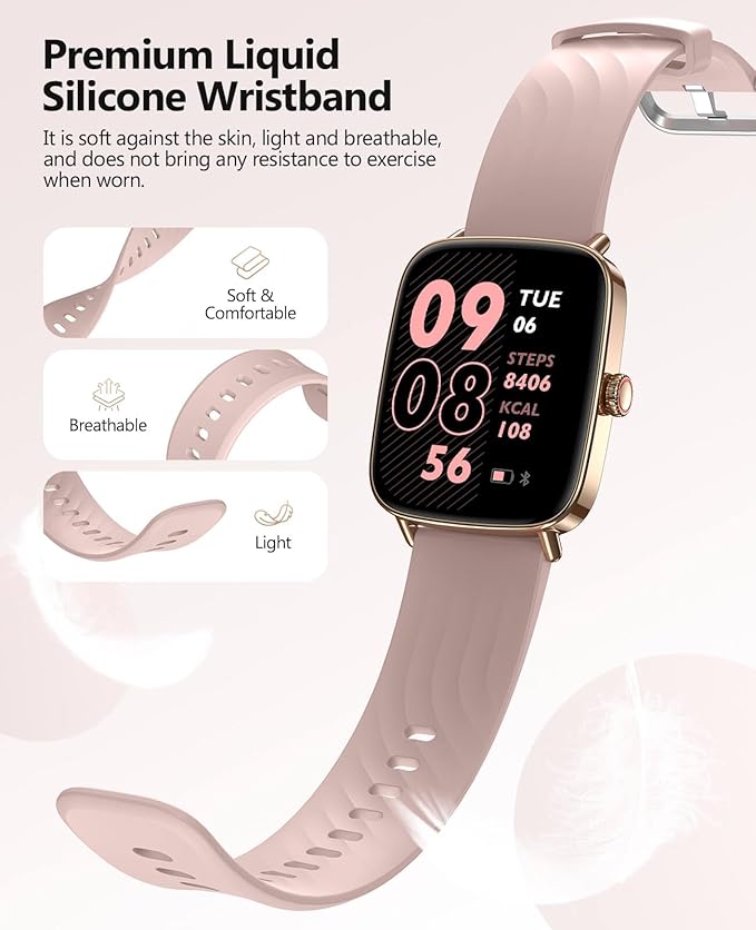 2025 Smart Watches for Women, 1.85" AI Voice Smartwatch, 24/7 Heart Rate Monitor, Stress/SpO2/Sleep Tracker, IP68 Waterproof, Weather, 100+ Sports Fitness Tracker for Android iOS Pink