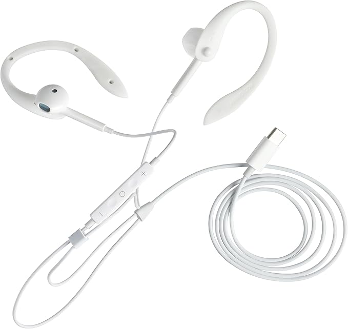 USB-C Wired Earbuds with Bendable Custom Earloops – Comfortable Fit, Sound, Compatible with Latest USB-C Phones