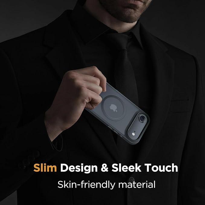 Miracase Magnetic for iPhone Air Case 2025 with Screen Protector(Compatible with MagSafe), Slim Thin Translucent Matte Military-Grade Protected Phone Cover for iPhone 17 Air 6.5"Armbands, Space Black