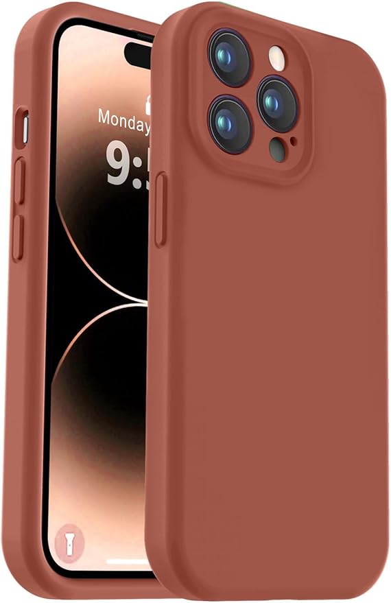 Vooii Compatible with iPhone 14 Pro Max Case, Liquid Silicone Upgrade [Camera Protection] [Soft Anti-Scratch Microfiber Lining] Shockproof Phone Case for iPhone 14 Pro Max 6.7 inch - Caramel