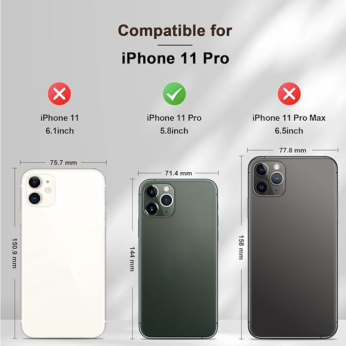 Jasonyu Flip Wallet Case for iPhone 11 Pro,Leather Magnetic Folio Cover with Card Holder,Kickstand - TPU Shockproof Durable Protective Phone Case,Brown