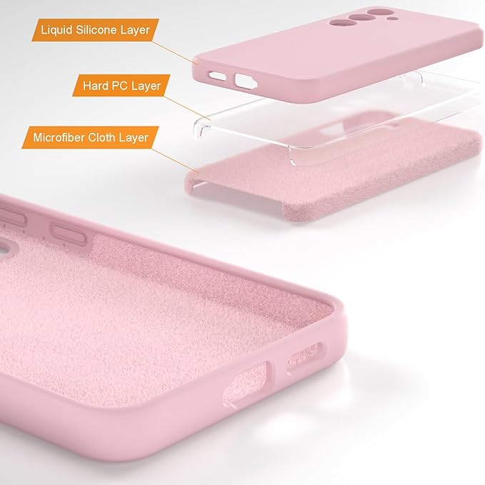 E Segoi Designed for Galaxy S24 Case, Liquid Silicone Gel Rubber Shockproof Case Soft Microfiber Cloth Lining Cushion Compatible with Galaxy S24 5G 6.2 inch (Pink Sand, S24-6.2")