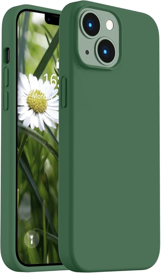 Vooii Compatible with iPhone 14 Case,[Silky Touch Premium Liquid Silicone] [Soft Anti-Scratch Microfiber Lining], Ultra Slim Shockproof Protective Case for iPhone 14 - Green
