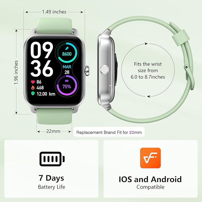 Smart Watches for Women Men, 2025 Smartwatch 1.8'' Alexa Fitness Tracker Smart Watch Compatible for Android iPhone with Bluetooth Call (Answer/Make), IP68 Waterproof Heart Rate/Sleep/SpO2 Monitor 110+