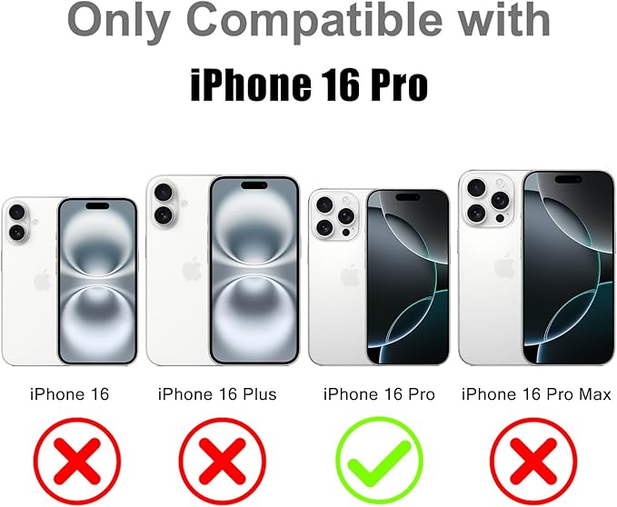 MOWIME Magnetic Case for iPhone 16 Pro [Compatible with Magsafe] [Cute Fashion Fluorescent Design] [1 Screen Protector] Slim Translucent Matte Case for iPhone 16 Pro 6.3" 2024, Black