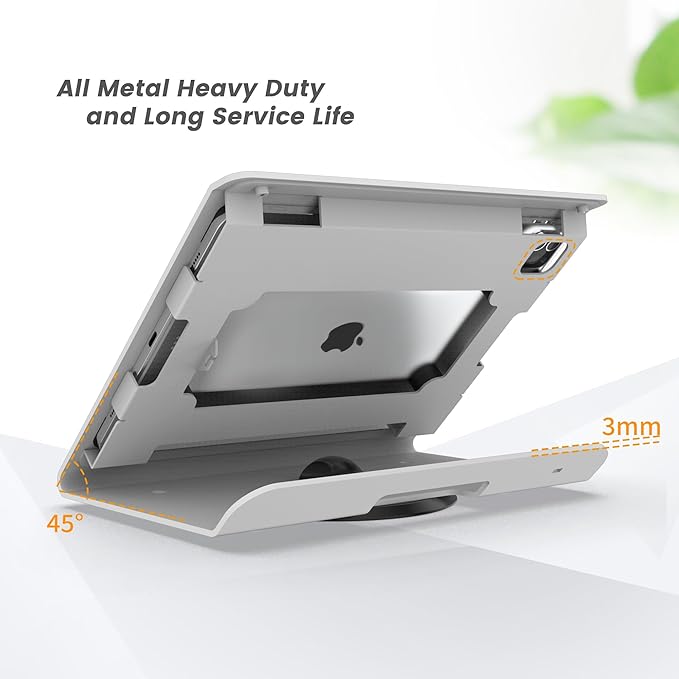 Tablet POS Stand - Heavy Duty Steel Kiosk Stand with 360° Swivel Base Anti-Theft Compatible with 10.9" iPad 10th, Pro 11" 1 2 3 4, Air 4 5, Air 11", iPad 11"(A16) - BSC102WA
