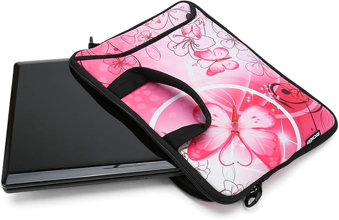 RICHEN 10 inch Messenger Bag Carrying Case Sleeve with Handle Accessory Pocket Fits 7 to 10-Inch Laptops/Notebook/Kids tablet (7-10.2 inch, Pink Butterfly)
