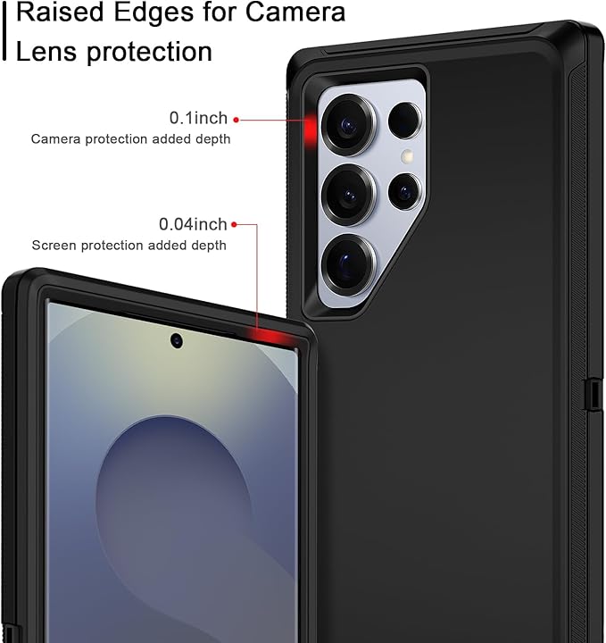 for Samsung Galaxy S25 Ultra Case Heavy Duty Protective Shockproof Dropproof 3-Layer Full Body Protection [Without Screen Protector] Tough Rugged Case for Galaxy S25 Ultra,Black