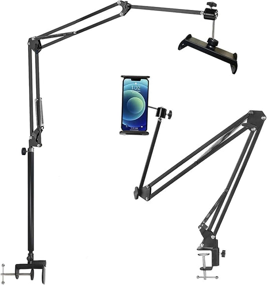 Tablet Stand Holder for Bed 13.77inch Height Increase,Desktop Folding Tablet Stand, Compatible with iPhone17/iPad,N-Switch,Kindle Fire or Other 4.5~12.9 inch Tablets,Reading,Watching