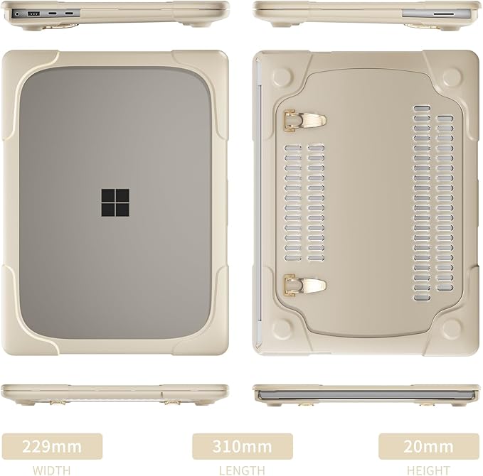 Batianda Heavy Duty Case for 13.8 inch Microsoft Surface Laptop 2024 (7th Edition) with Fold Kickstand Includes Keyboard Cover Screen Protector - Shockproof Stylish & Durable Protective Cover, Khaki