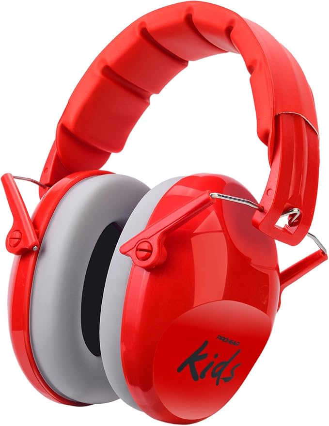 PROHEAR 032 2.0 Noise Cancelling Headphones for Kids - 25dB Noise Reduction - Adjustable Sensory Ear Protection Muffs for Concert, Fireworks, Monster Truck Shows, School - Red
