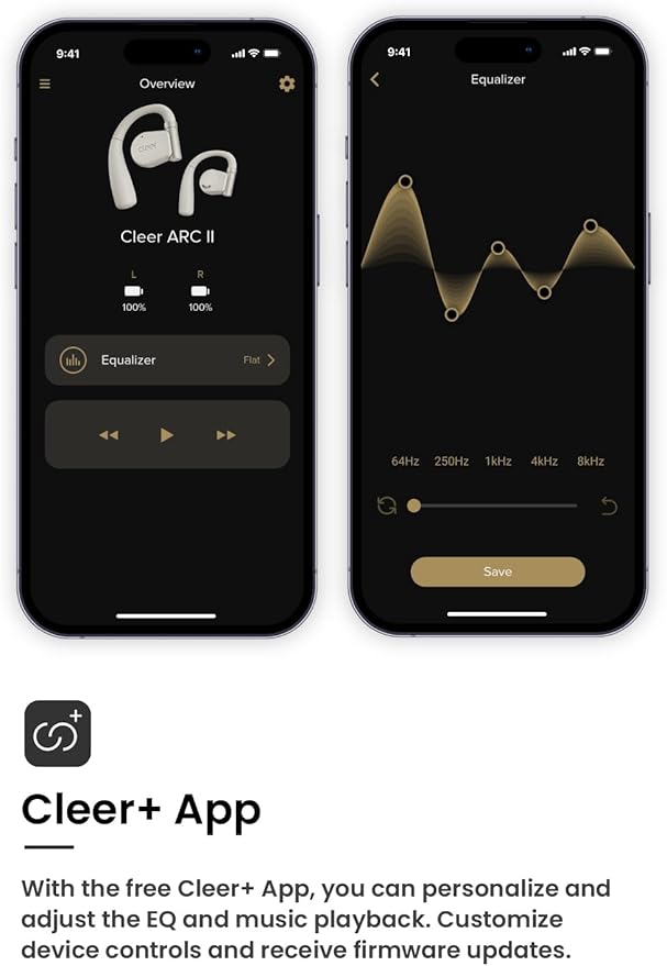 Cleer ARC II Open-Ear True Wireless Bluetooth Headphones,Snapdragon Sound,Multipoint Connection,Secure Fit,IPX5 Waterproof,Crystal Clear Calls,35 Hours Playtime,for iPhone & Android (Light Grey)