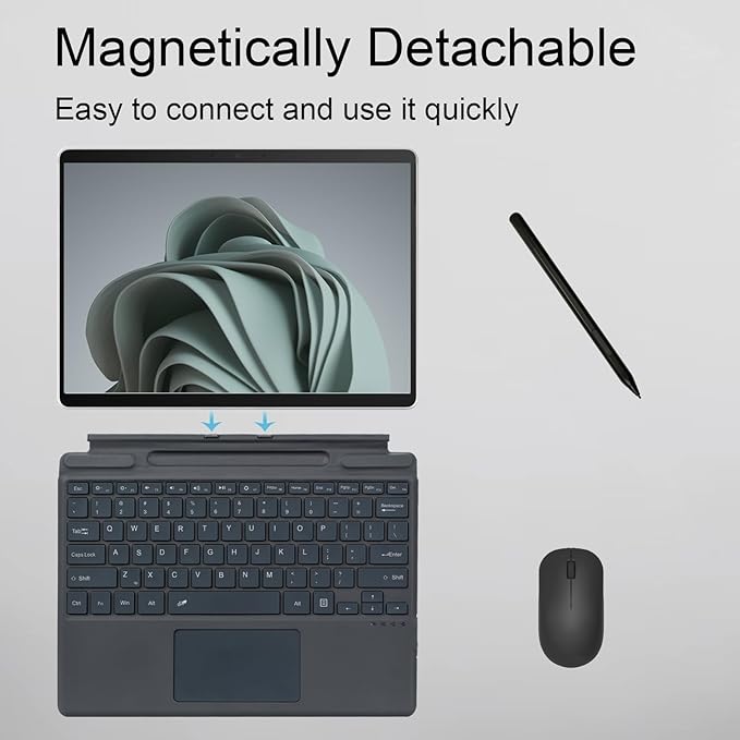 mobee Type Cover for Microsoft Surface Pro 13 inch, Compatible with Surface Pro 13"(11th Edition) / Pro 11 / Pro 10 / Pro 9 / Pro 8 / Pro X, Slim Keyboard with Trackpad Mouse, Backlit, & Pen Holder