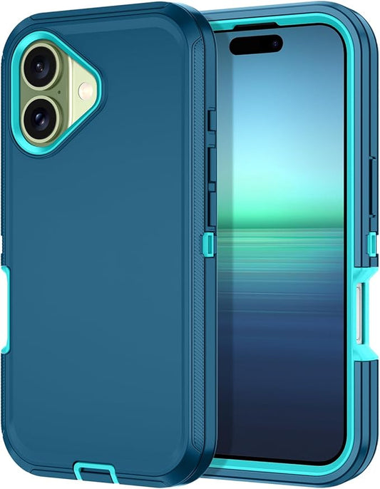 for iPhone 17 Case Shockproof Dust/Drop Proof 3-Layer Full Body Protection [Without Screen Protector] Rugged Heavy Duty Cover Case for Apple iPhone 17 6.3" 2025,Turquoise