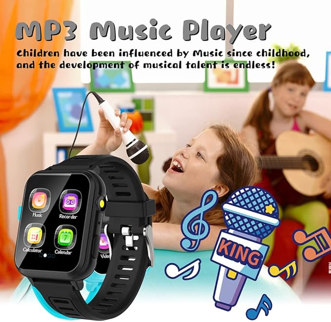 Retysaz Kids Smart Watch,24 Game Smart Watch for Kids, Fashion Smartwatches for Children 3-14 Great Gifts to Girls Boys (Black)