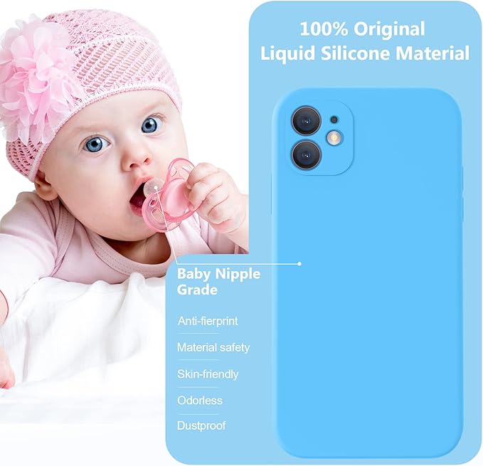 Vooii Compatible with iPhone 11 Case, Upgraded Liquid Silicone with [Flat Edges] [Camera Protection] [Soft Anti-Scratch Microfiber Lining] Phone Case for iPhone 11 6.1 inch - Blue