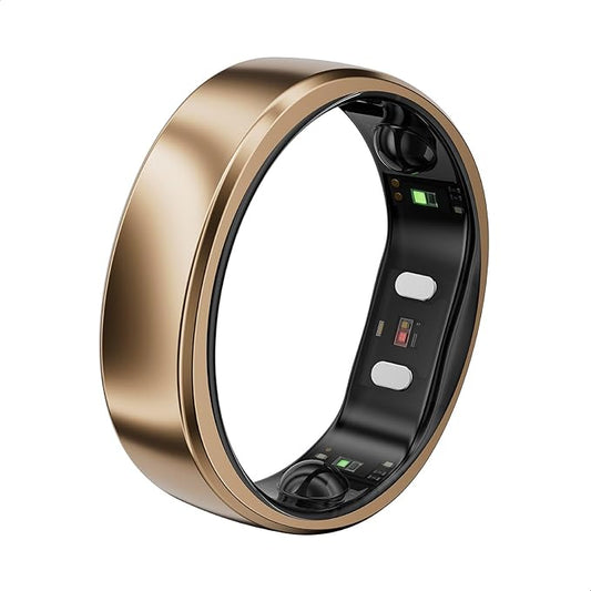 RingConn Gen 2 Air, Ultra-Thin AI Smart Ring, 10-Day Battery Life, Fitness/Sleep/Stress/HR Tracker for Women&Men, No App Fee for Standard Features, iOS & Android Compatible (Size 14, Dune Gold)