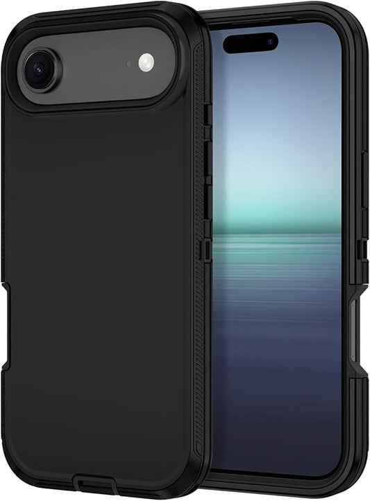 for iPhone Air Case/iPhone 17 Air Case Shockproof Dust/Drop Proof 3-Layer Full Body Protection [Without Screen Protector] Rugged Heavy Duty Cover for Apple iPhone Air 6.5" 2025,Black