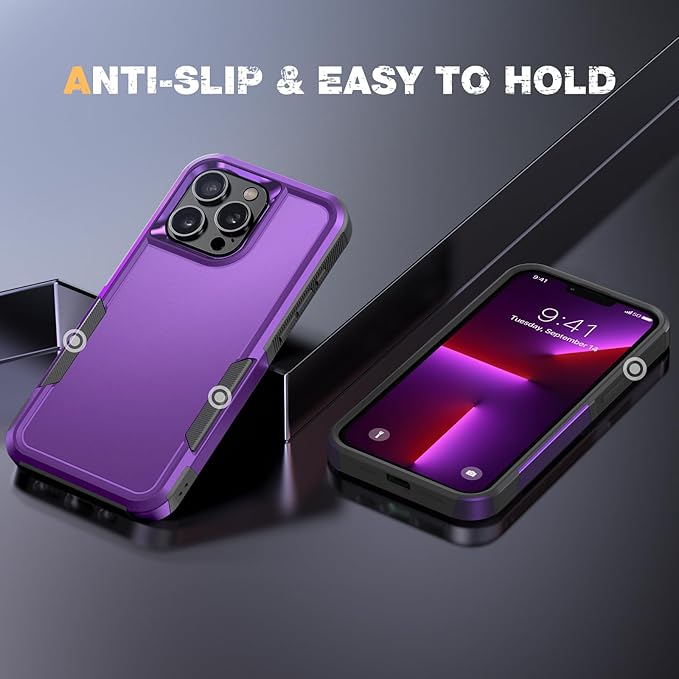 Diaclara Designed for iPhone 13 Pro Max Case, [with Privacy Screen Protector] [Anti Spy] [Military Grade Drop Protection] Heavy Duty Full-Body Shockproof Phone Case, Purple