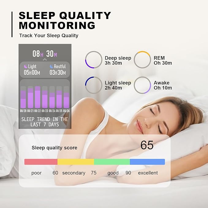 Smart Watch for Men Women Compatible with iPhone Samsung Android Phone 1.69 inch Full Touch Screen IP68 Waterproof Bluetooh Fitness Tracker Heart Rate/Sleep Monitor (Starlight)