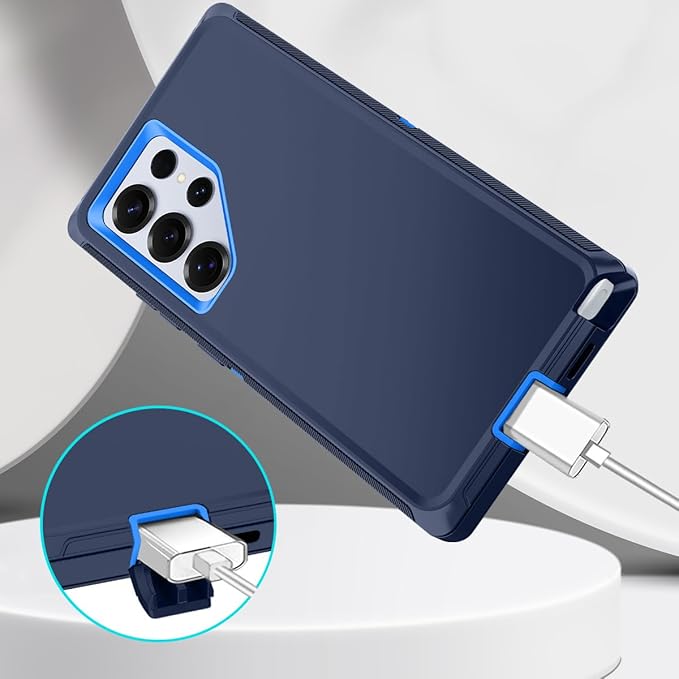 for Samsung Galaxy S25 Ultra Case Heavy Duty Protective Shockproof Dropproof 3-Layer Full Body Protection [Without Screen Protector] Tough Rugged Case for Galaxy S25 Ultra,Navy Blue