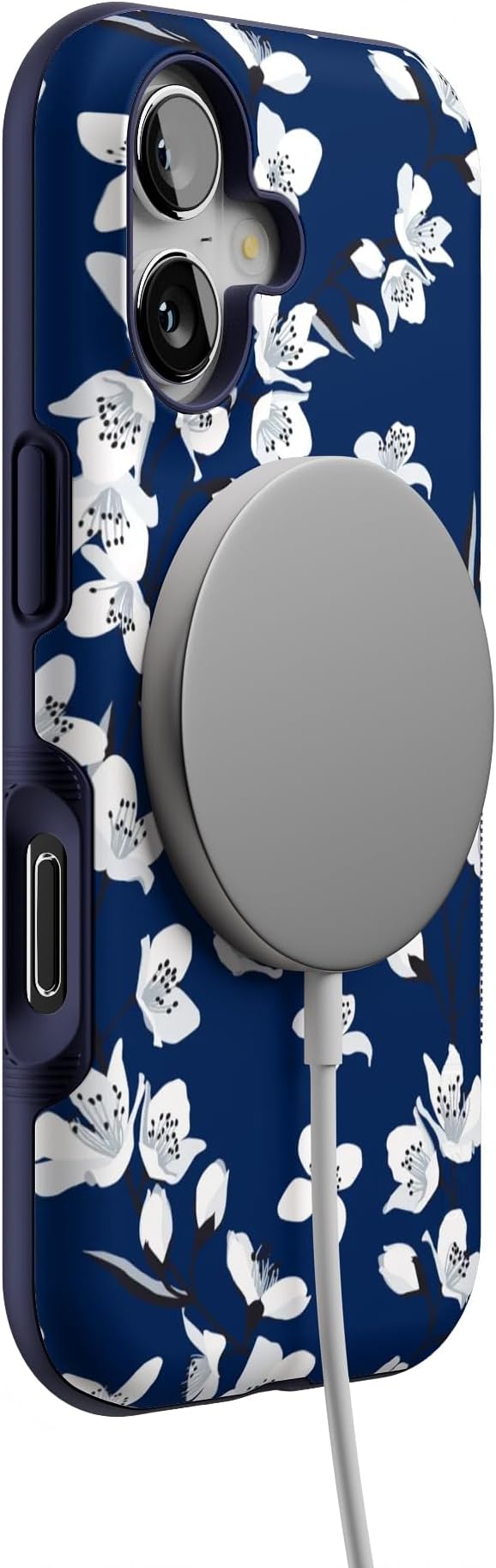 Casely iPhone 17 Case | Floral Forest | Navy Cherry Blossom Floral | Bold Protective Design | Compatible with MagSafe